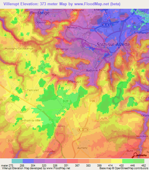 Villerupt,France Elevation Map