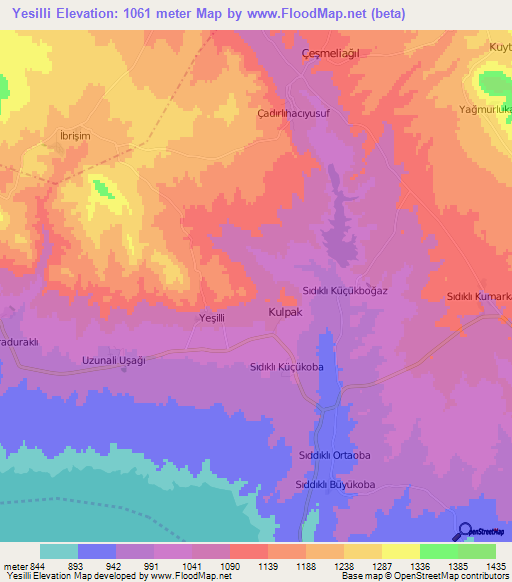 Yesilli,Turkey Elevation Map