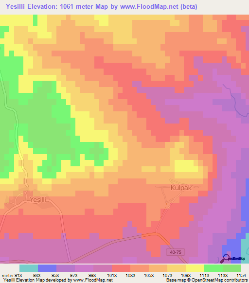 Yesilli,Turkey Elevation Map