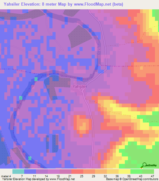 Yahsiler,Turkey Elevation Map