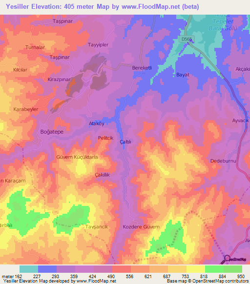 Yesiller,Turkey Elevation Map