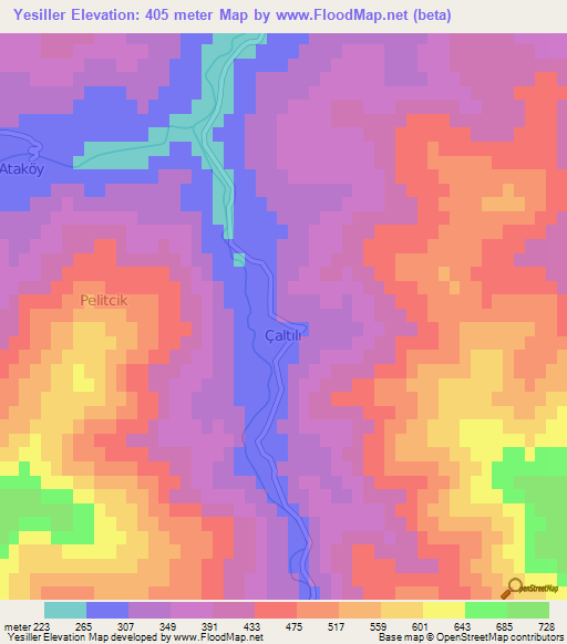 Yesiller,Turkey Elevation Map