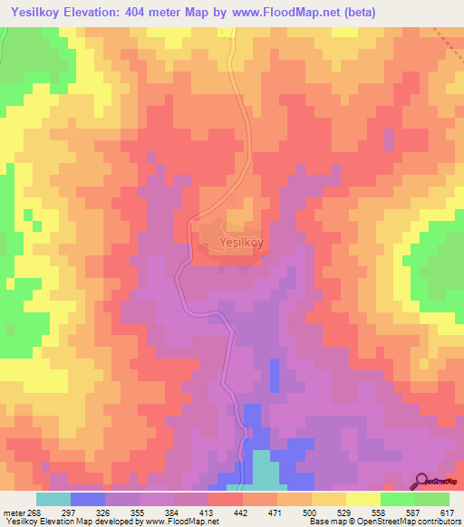 Yesilkoy,Turkey Elevation Map