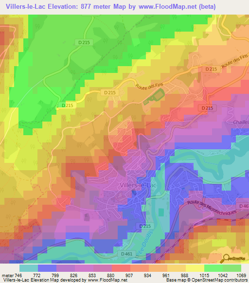 Villers-le-Lac,France Elevation Map