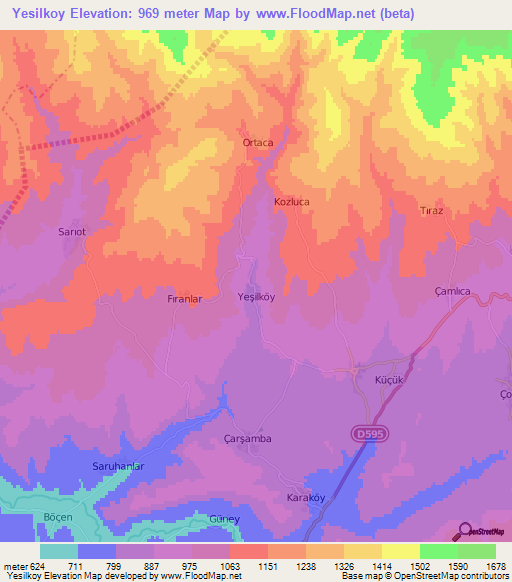 Yesilkoy,Turkey Elevation Map