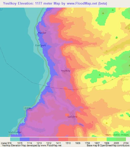 Yesilkoy,Turkey Elevation Map