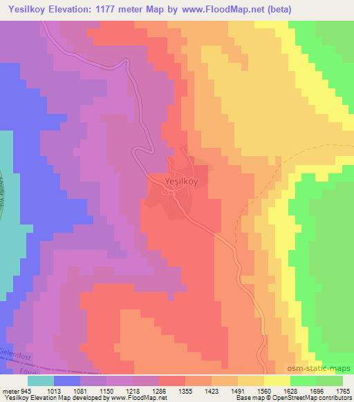 Yesilkoy,Turkey Elevation Map