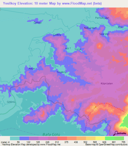 Yesilkoy,Turkey Elevation Map