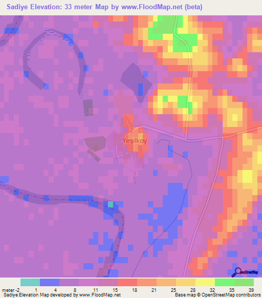 Sadiye,Turkey Elevation Map