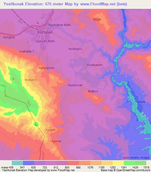 Yesilkonak,Turkey Elevation Map