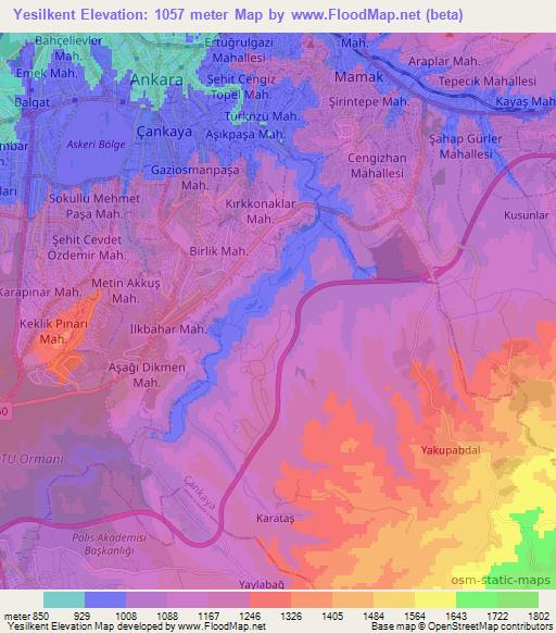 Yesilkent,Turkey Elevation Map