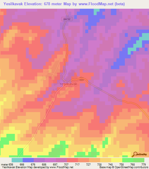 Yesilkavak,Turkey Elevation Map