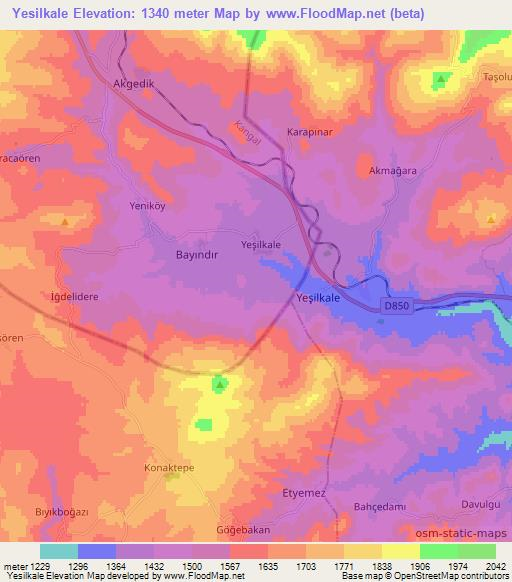 Yesilkale,Turkey Elevation Map