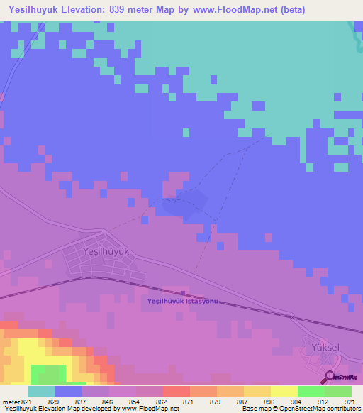 Yesilhuyuk,Turkey Elevation Map