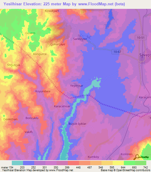 Yesilhisar,Turkey Elevation Map