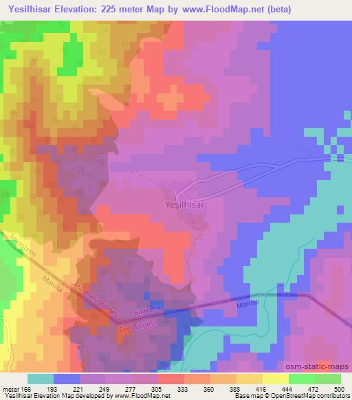 Yesilhisar,Turkey Elevation Map