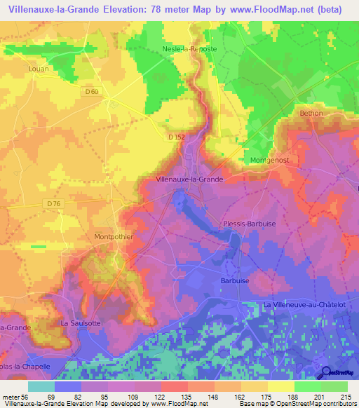 Villenauxe-la-Grande,France Elevation Map