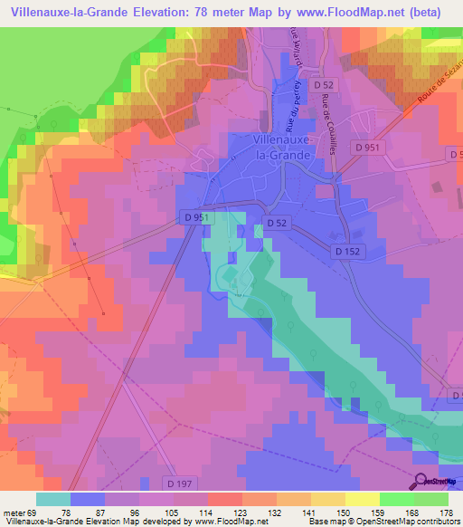 Villenauxe-la-Grande,France Elevation Map