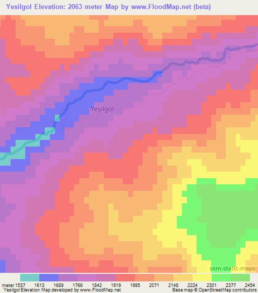 Yesilgol,Turkey Elevation Map