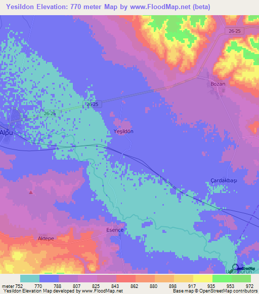 Yesildon,Turkey Elevation Map