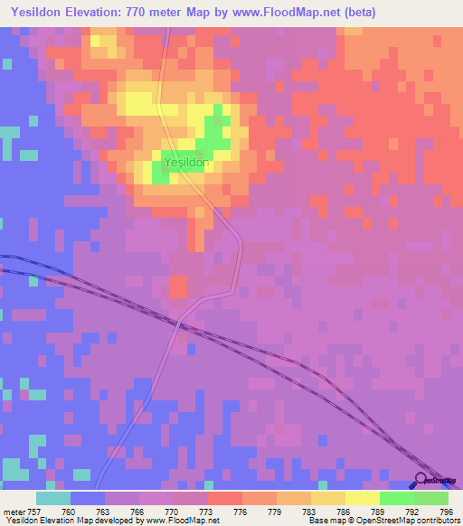 Yesildon,Turkey Elevation Map