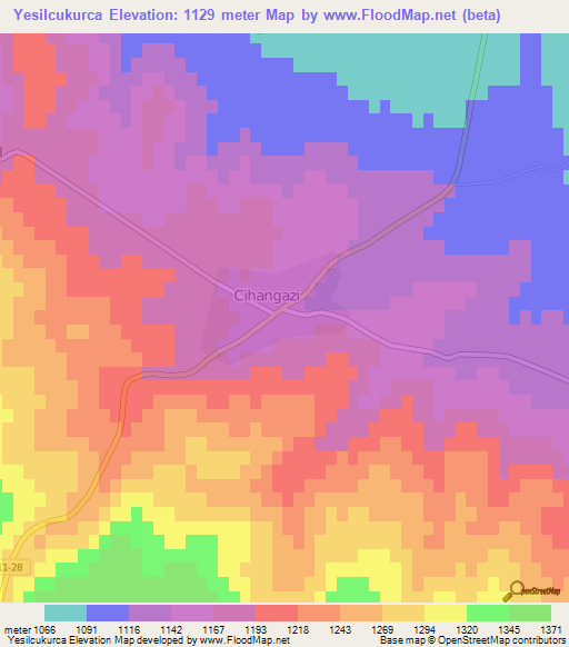 Yesilcukurca,Turkey Elevation Map