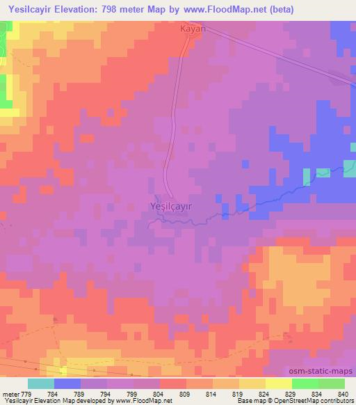 Yesilcayir,Turkey Elevation Map