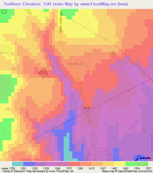 Yesilburc,Turkey Elevation Map