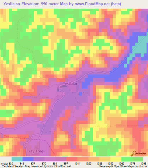 Yesilalan,Turkey Elevation Map