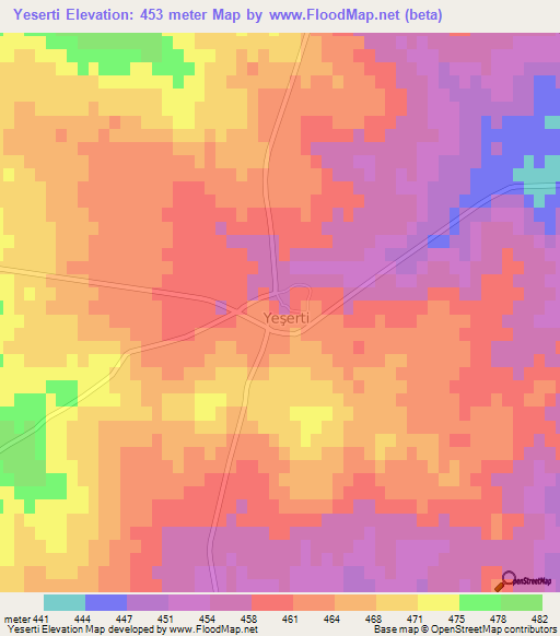 Yeserti,Turkey Elevation Map