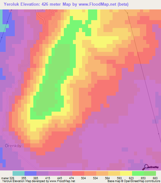 Yeroluk,Turkey Elevation Map