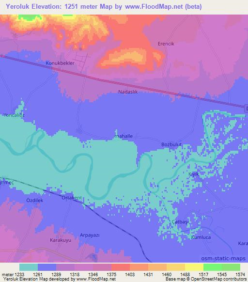 Yeroluk,Turkey Elevation Map