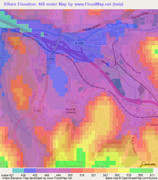 Villars,France Elevation Map