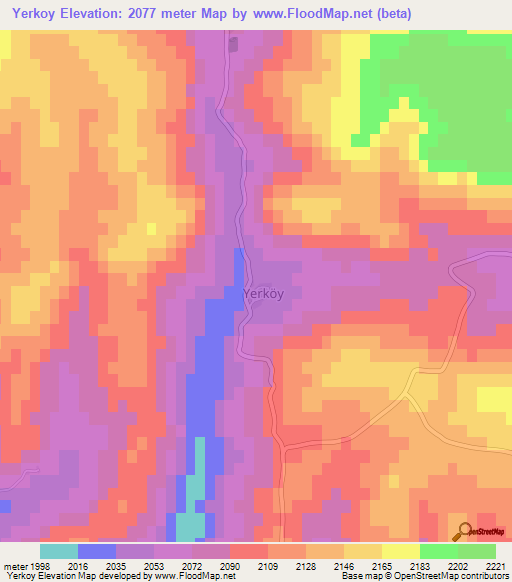 Yerkoy,Turkey Elevation Map