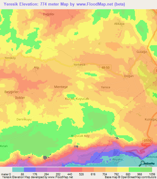 Yeresik,Turkey Elevation Map