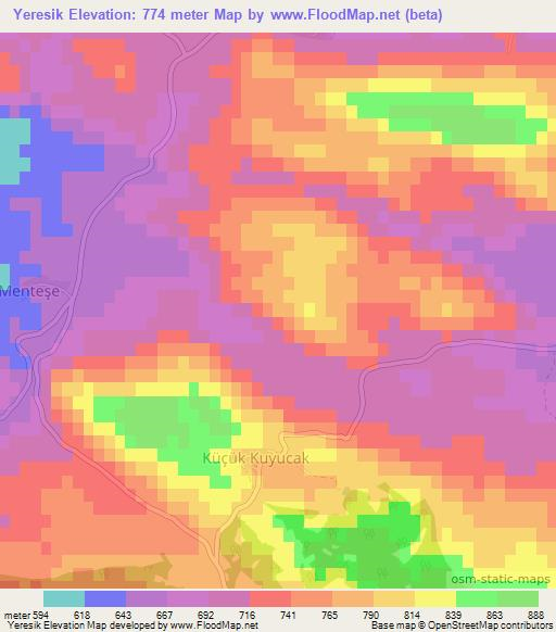 Yeresik,Turkey Elevation Map