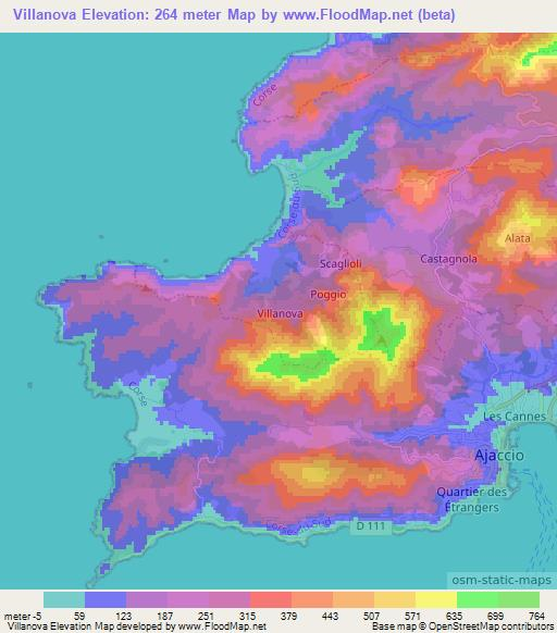 Villanova,France Elevation Map