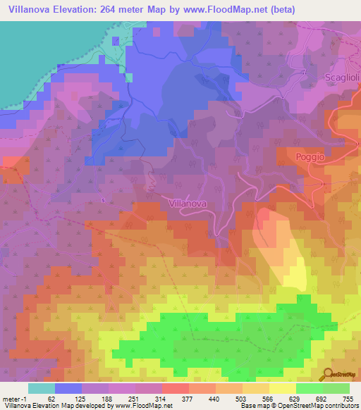 Villanova,France Elevation Map