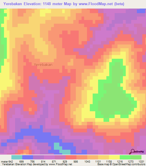 Yerebakan,Turkey Elevation Map