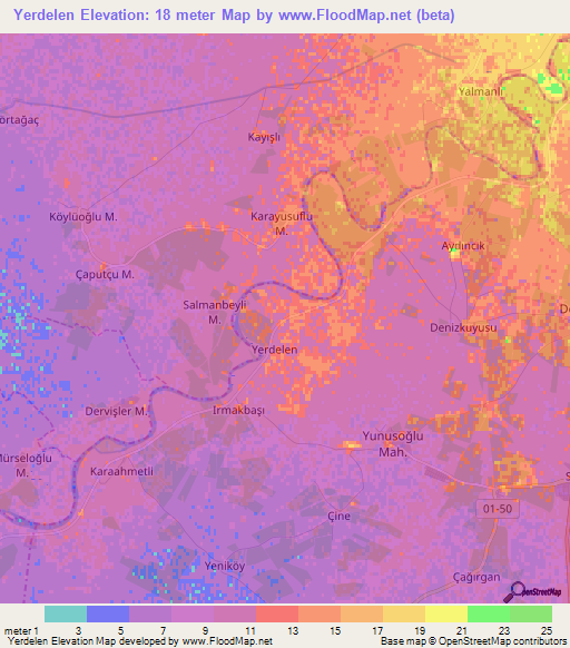 Yerdelen,Turkey Elevation Map