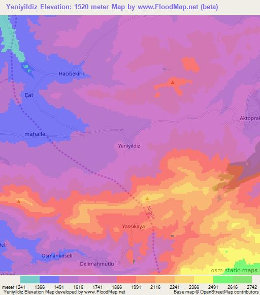 Yeniyildiz,Turkey Elevation Map