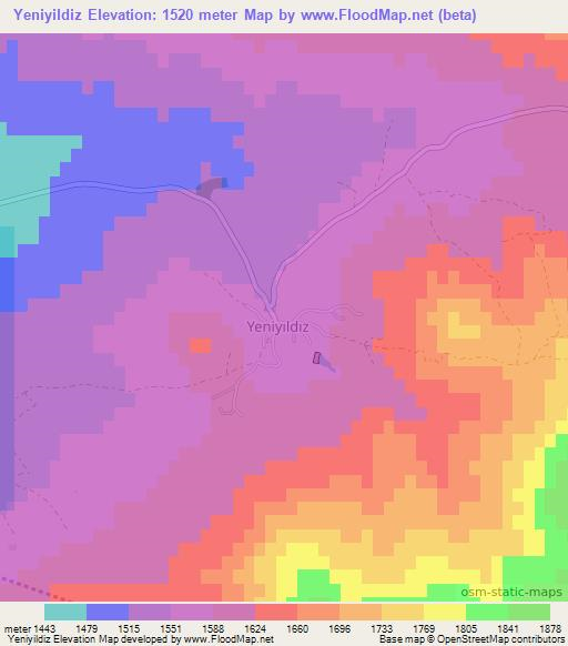 Yeniyildiz,Turkey Elevation Map