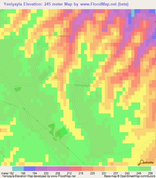 Yeniyayla,Turkey Elevation Map