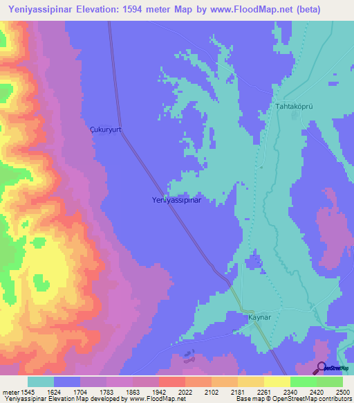 Yeniyassipinar,Turkey Elevation Map