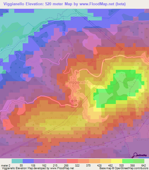 Viggianello,France Elevation Map