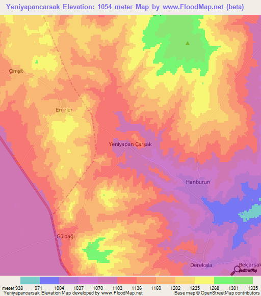 Yeniyapancarsak,Turkey Elevation Map