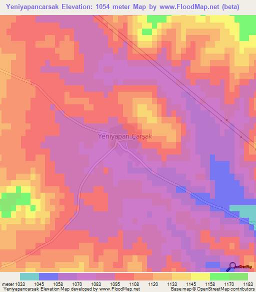 Yeniyapancarsak,Turkey Elevation Map