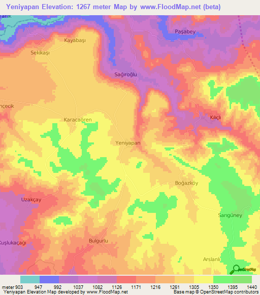 Yeniyapan,Turkey Elevation Map