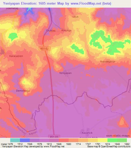 Yeniyapan,Turkey Elevation Map