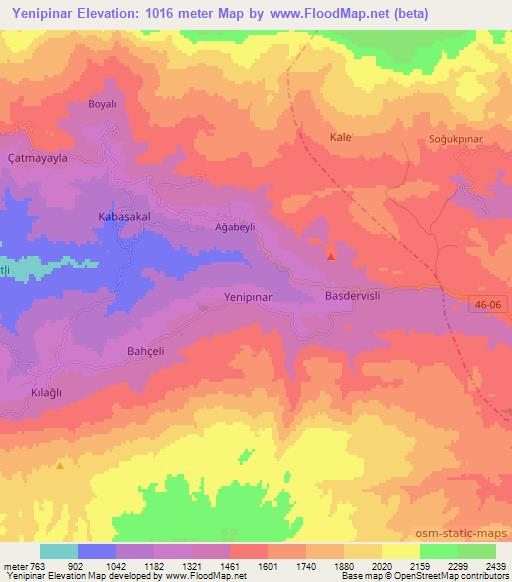 Yenipinar,Turkey Elevation Map